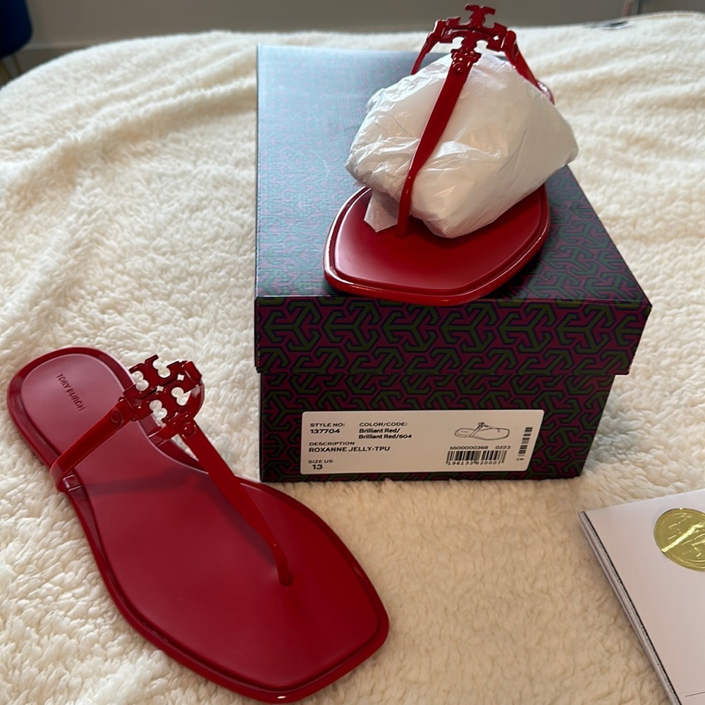Women Tory Burch Roxanne Jelly In Brilliant Red size 13(run small)